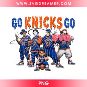 Horror Friends Go Knicks Go PNG, Horror Characters Fan New York Knicks Basketball PNG 1