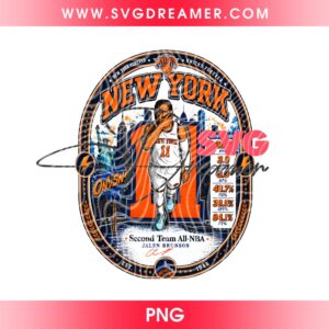 Jalen Brunson New York Knicks PNG, Second Team All Basketball PNG, Jalen Brunson 2026 NBA Shirt Design PNG