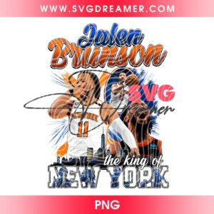 Jalen Brunson PNG, New York Knicks Basketball Vintage PNG, NY Knicks 2026 PNG Digital Design