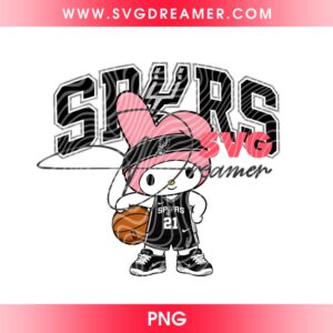 My Melody Spurs Basketball PNG, Sanrio My Melody San Antonio Spurs Player PNG