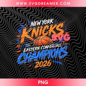 NY Knicks Eastern Conference Champions 2026 Design PNG, New York Knicks Basketball 2026 Halftone PNG Design