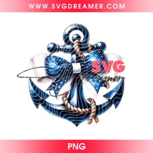 Navy Anchor Bow PNG, Nautical Anchor Ribbon PNG