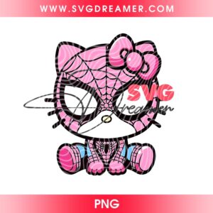 Pink Hello Kitty Spiderman PNG, Superhero Hello Kitty Design PNG