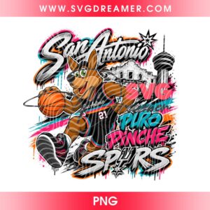 Puro Pinche Spurs PNG Design, San Antonio Basketball Mascot PNG, Go Spurs Go Fiesta Game Day Graphic PNG