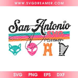 San Antonio Fox Alien Castle Harper SVG PNG Design, Spurs Basketball SVG PNG