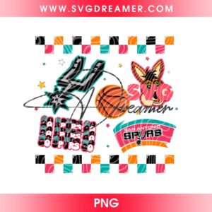San Antonio Spurs Fiesta Clipart PNG, Retro Basketball Gameday Digital Design PNG, Spurs Coyote Elements PNG