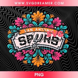 San Antonio Spurs Floral PNG Digital File, Vintage Boho Spurs Graphic PNG Design