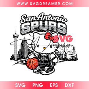 San Antonio Spurs Hello Kitty Basketball PNG, Go Spurs Go Hello Kitty PNG Design
