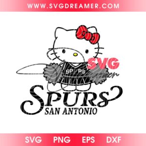 San Antonio Spurs Hello Kitty Cheerleader PNG SVG, Hello Kitty Spurs Basketball 2026 SVG PNG
