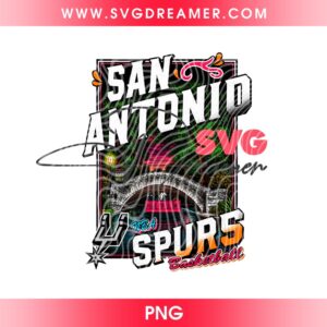 San Antonio Spurs River Walk PNG Design, San Antonio Texas Souvenir PNG Design, Vintage Spurs Basketball PNG Design