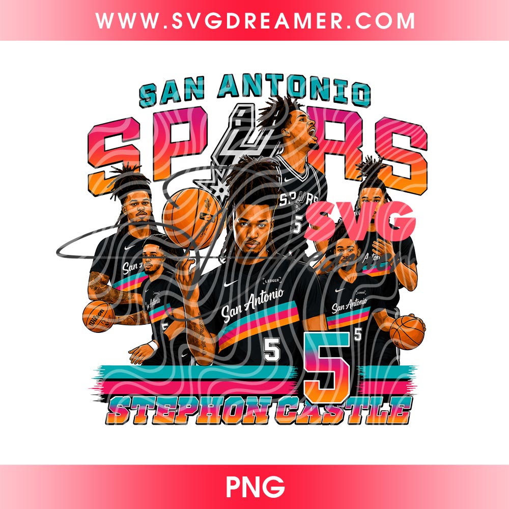 San Antonio Spurs Stephon Castle PNG Design, Vintage Stephon Castle Basketball PNG, Stephon Castle No 5 PNG 1 San Antonio Spurs Stephon Castle PNG Design, Vintage Stephon Castle Basketball PNG, Stephon Castle No 5 PNG