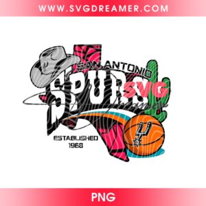 San Antonio Spurs Texas PNG Design, Spurs Established 1968 PNG, Western San Antonio Spurs Basketball PNG