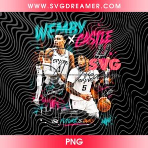 San Antonio Spurs Wemby And Castle PNG, Spurs Inspired The Alien PNG Design, Wemby Castle Basketball Fan Digital