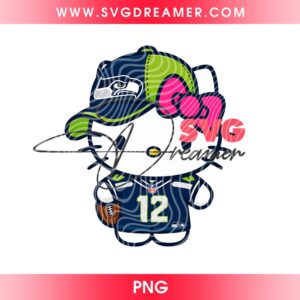Seattle Seahawks Hello Kitty PNG Design, Sanrio Cartoon Football Seahawks NFL PNG