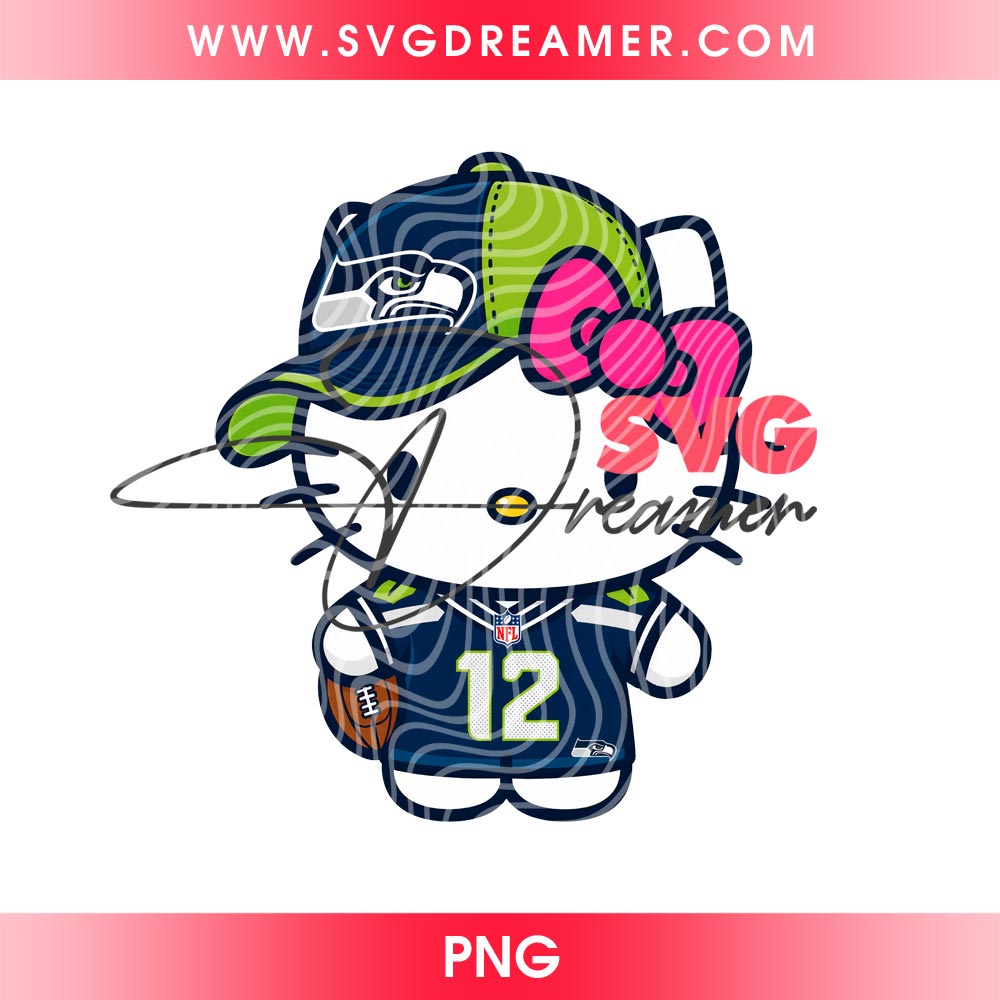 Seattle Seahawks Hello Kitty PNG Design, Sanrio Cartoon Football Seahawks NFL PNG 2 Seattle Seahawks Hello Kitty PNG Design, Sanrio Cartoon Football Seahawks NFL PNG