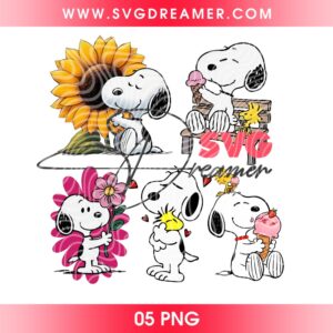 Snoopy And Flower PNG Bundle