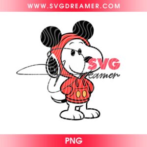 Snoopy Wearing Mickey Mouse Outfit PNG, Peanuts Snoopy X Disney Mickey PNG Design