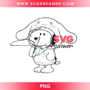 Snoopy X Cinnamoroll PNG, Peanuts Snoopy Wearing Sanrio Cinnamoroll PNG