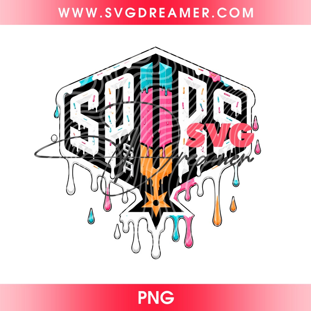 Spurs Melting Ice Cream Drip PNG Design, San Antonio Spurs Basketball PNG Design 4 Spurs Melting Ice Cream Drip PNG Design, San Antonio Spurs Basketball PNG Design