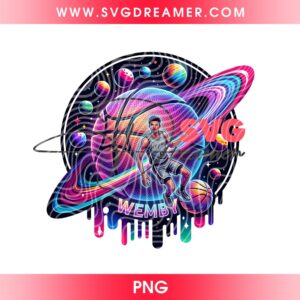 The Alien Wemby Basketball Spurs PNG, Neon Hoops San Antonio Basketball PNG, Victor Wembanyama Alien Spurs PNG