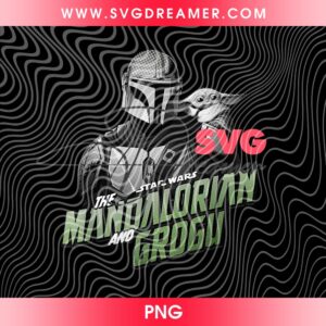 The Mandalorian and Grogu PNG Design, Star Wars Helmet Shoulder Pose PNG File