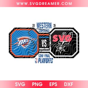 Thunder VS San Antonio Spurs PNG SVG Design, Western Conference Finals 2026 SVG PNG, Oklahoma City Thunder NBA 2026 Digital PNG SVG