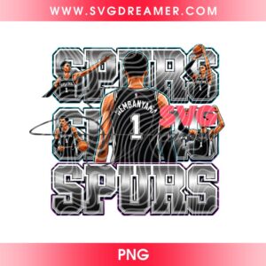 Victor Wembanyama Spurs Player PNG Design, Wembanyama Basketball San Antonio Spurs NBA PNG