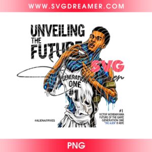 Victor Wembanyama Unveiling The Future PNG File, Wembanyama Spurs PNG Basketball Design, Wemby San Antonio Spurs PNG