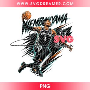 Wembanyama Spurs Basketball PNG, San Antonio Spurs Sublimation PNG, Wemby Alien PNG