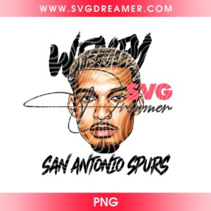 Wemby Spurs Basketball PNG, San Antonio Victor Wembanyama Bigface Basketball PNG