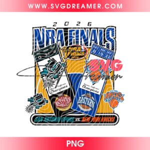 2026 NBA Finals Spurs vs Knicks Game Ticket PNG File, Western Eastern Conference Champions 2026 PNG Design, Retro NBA Game Ticket Graphic Shirt Design PNG