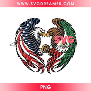 American Mexican Eagle PNG, USA Mexico Flag PNG, Patriotic Mexican American Eagles PNG
