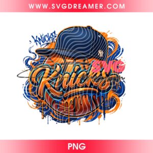Basketball Knicks Graffiti Style PNG, NY Knicks Street Basketball Graphic PNG, New York Knicks NBA 2026 PNG