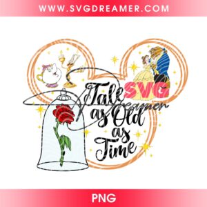 Beauty And The Beast Mickey Mouse Head PNG, Tale As Old As Time Belle Princess And The Beast PNG 1
