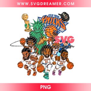 Chibi New York Knicks Team PNG, NBA Finals Champs 2026 PNG, NY Knicks Champions 2026 PNG Chibi Design