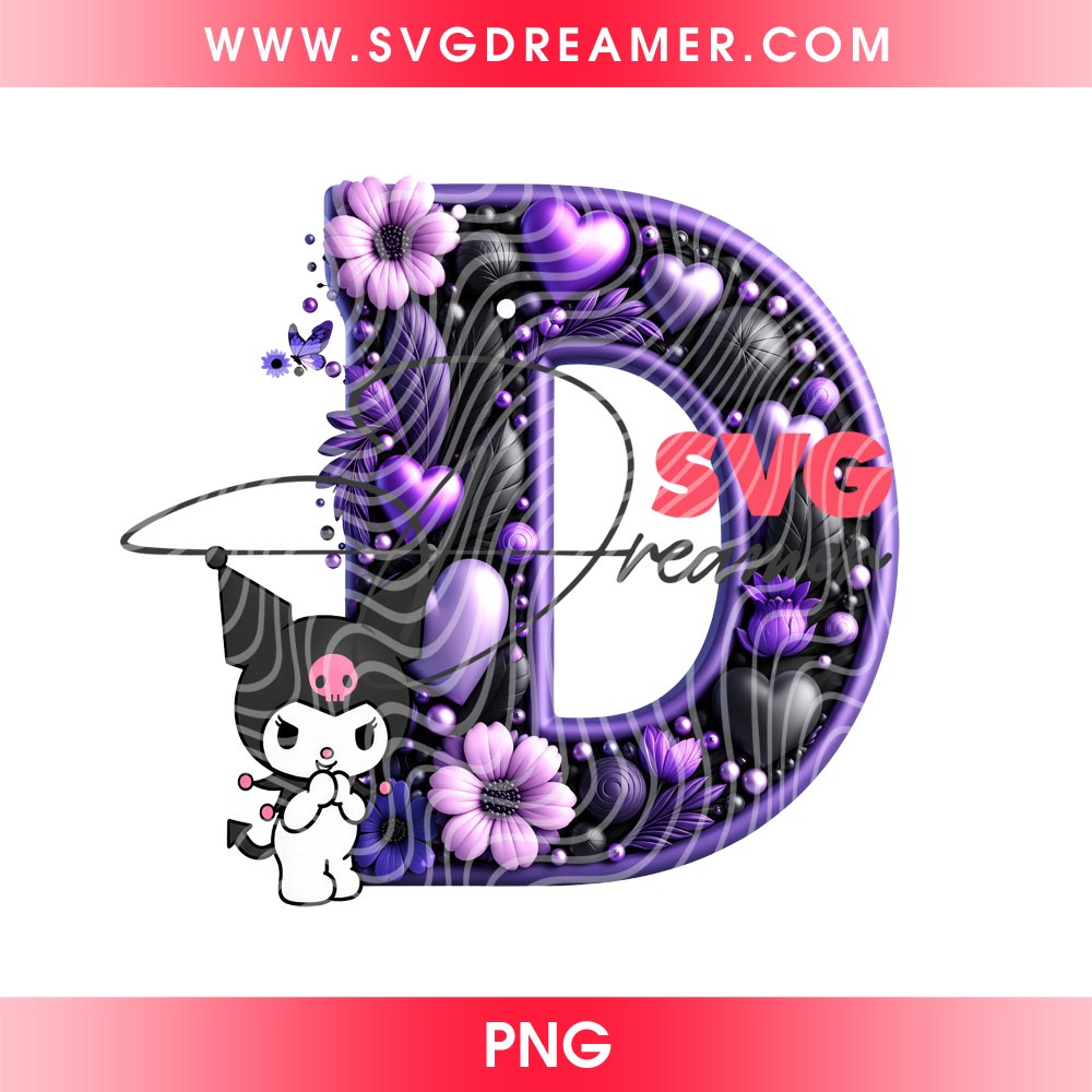Custom Order Kuromi Letter D PNG Design 2 Custom Order Kuromi Letter D PNG Design