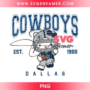 Dallas Cowboys NFL Hello Kitty Player PNG, Football Cowboys EST 1960 PNG 1