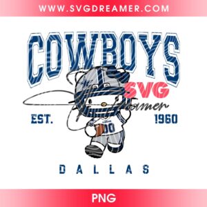 Dallas Cowboys NFL Hello Kitty Player PNG, Football Cowboys EST 1960 PNG 2