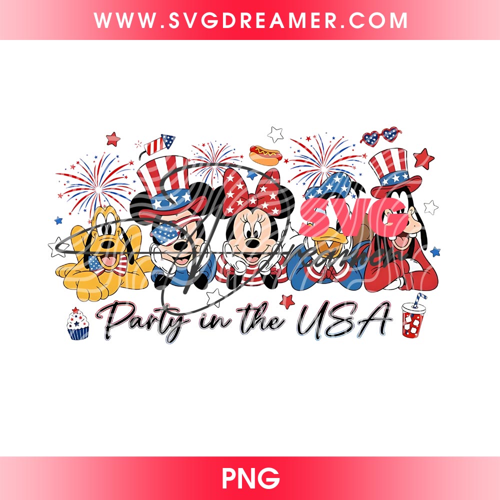 Disney Friends Party In The USA PNG, Mickey Minnie Mouse Friends Independence Day 4th of July PNG, 250th Years Mickey PNG 2 Disney Friends Party In The USA PNG 2