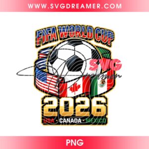 FIFA World Cup 2026 PNG Digital Design, Soccer Ball Clipart USA Canada Mexico 2026 PNG