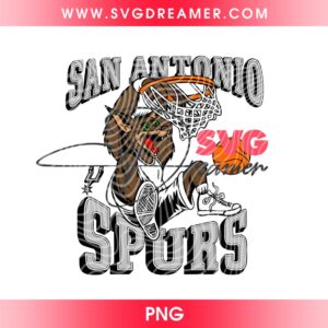 Funny Spurs Coyote Basketball Slam Dunk Design PNG, San Antonio Spurs Mascot PNG, Coyote Mascot Spurs Shirt Design PNG