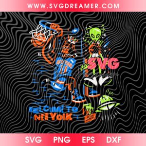 Gorilla Alien New York Knicks Vs Spurs Basketball SVG PNG, Welcome New York NBA SVG PNG, Knicks Vs Spurs 2026 Champs SVG PNG
