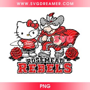 Hello Kitty And Mascot Rosemead Rebels PNG, Hello Kitty Football Fan Rebels PNG
