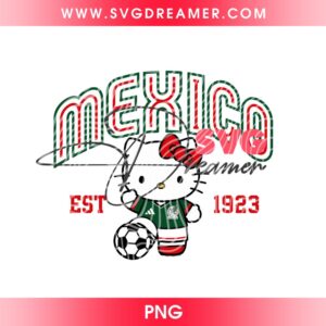 Hello Kitty Mexico EST 1923 PNG, World Cup 2026 Hello Kitty Mexico Soccer Design PNG
