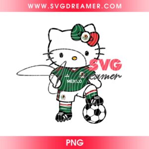 Hello Kitty Mexico Soccer 2026 PNG, FIFA World Cup 2026 Sanrio Cartoon In Mexico Jersey PNG