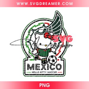 Hello Kitty Mexico Soccer Logo PNG, Sanrio Character Soccer Mexicana PNG, FIFA World Cup 2026 Hello Kitty PNG