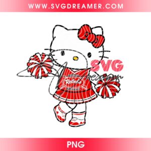 Hello Kitty Wearing A Rosemead Rebels Football Cheerleader Outfit PNG Design