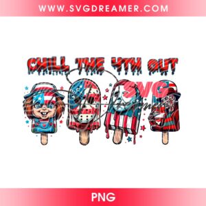Horror Killers Popsicle 4th of July PNG, Horror Movie Characters Patriotic Design PNG, America Aniversary 250th Years PNG