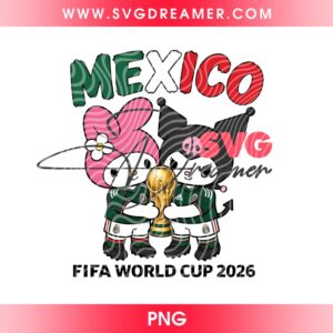 Kuromi And My Melody Mexico Soccer 2026 PNG, FIFA World Cup 2026 Sanrio Cartoon Mexican PNG