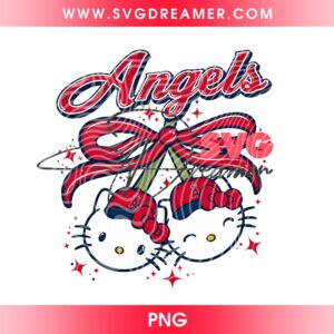 Los Angeles Angels Baseball Hello Kitty Cherry Coquette PNG